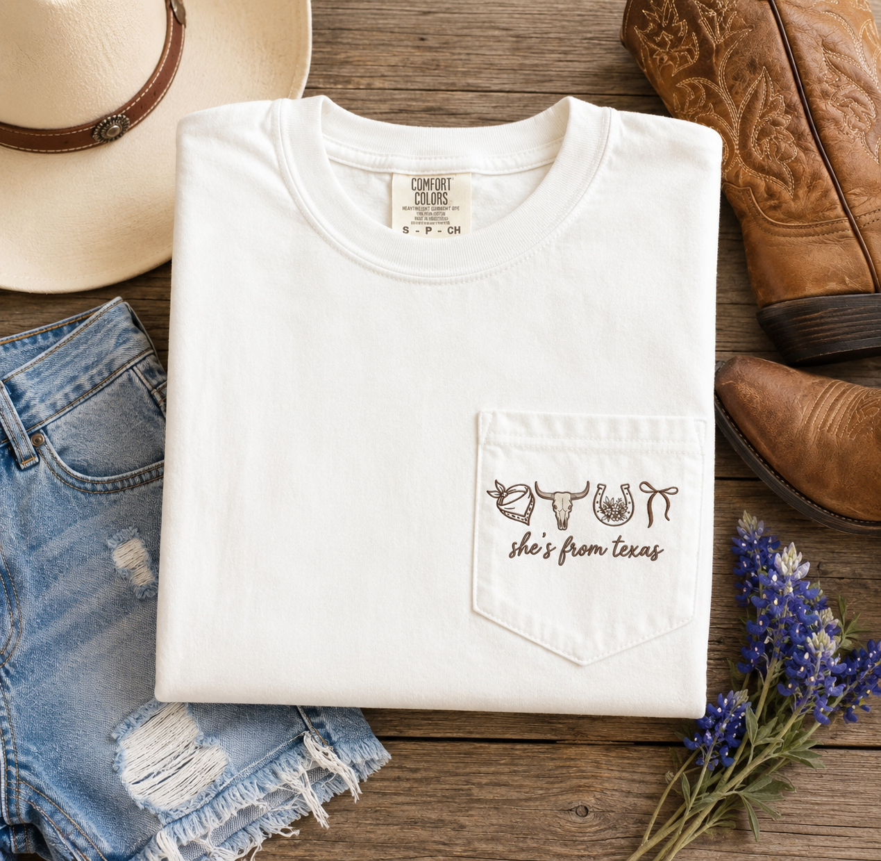 She's From Texas Pocket Tee