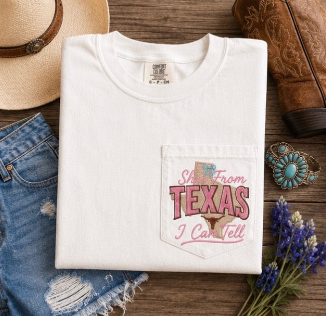 She's From Texas Pocket Tee